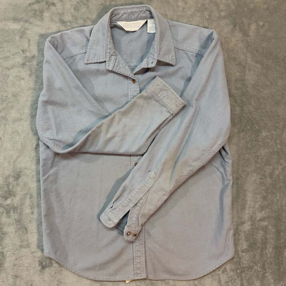 Lands' End Button Down Shirt Size small Light Blue/gray Cotton Long Sleeve